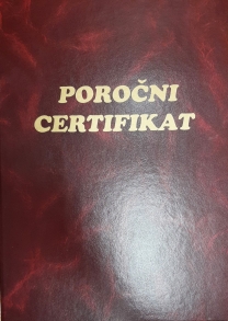 ZAPRISEGA CERTIFIKAT POROČNI