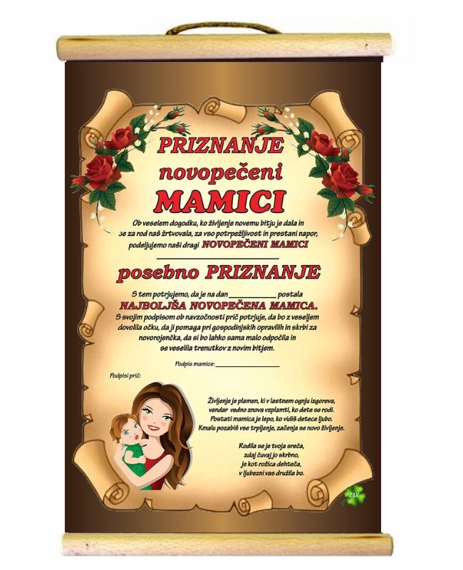 PRIZNANJE NOVOPEČENA MAMI