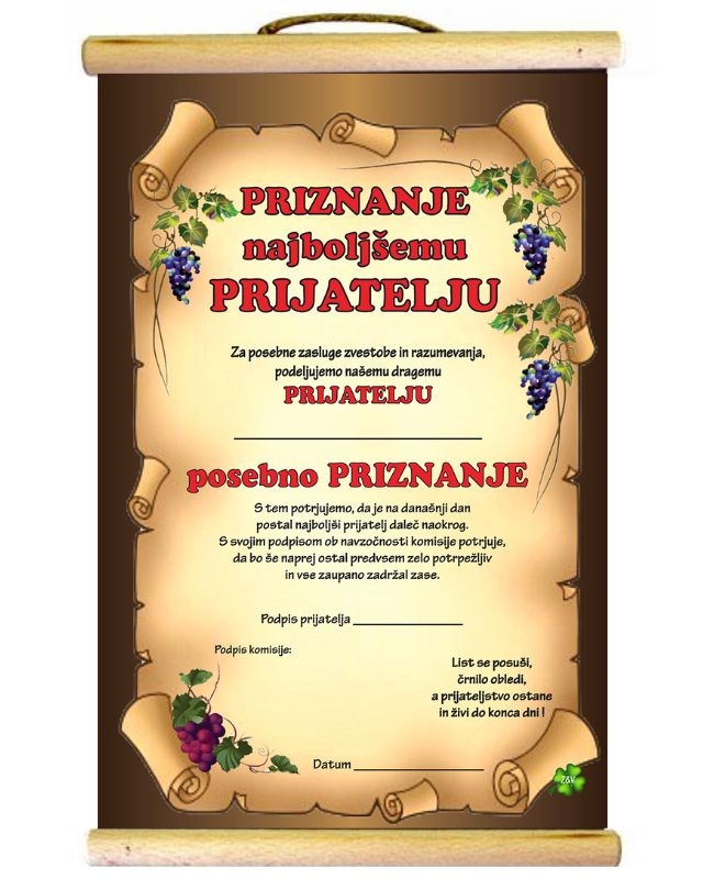 PRIZNANJE PRIJATELJU